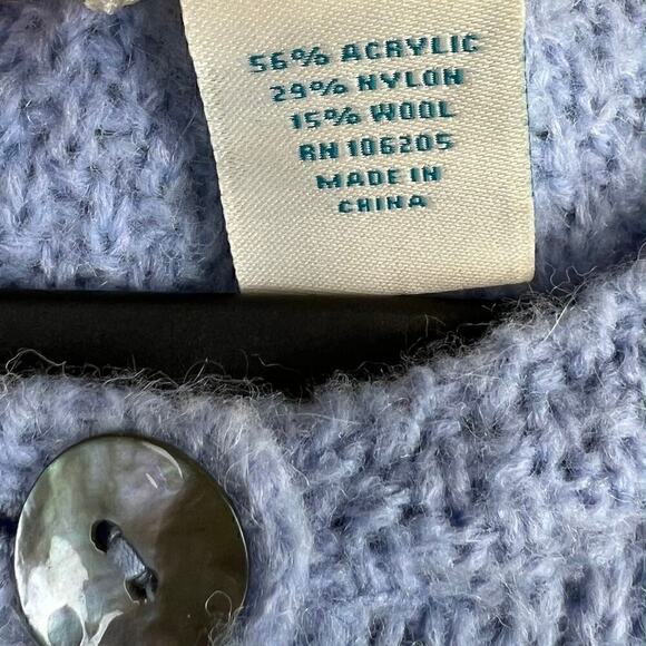 Sundance Exquisite Mix Cable Knit Button Front Cardigan Sweater Periwinkle XS - Picture 6 of 8